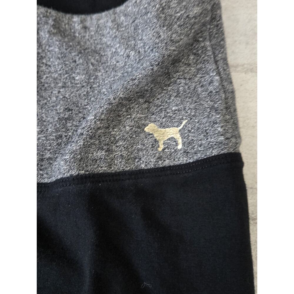 Victoria Secret PINK Leggings Gray Black Gold Sequin Bling Logo Pants Size S - Picture 4 of 11